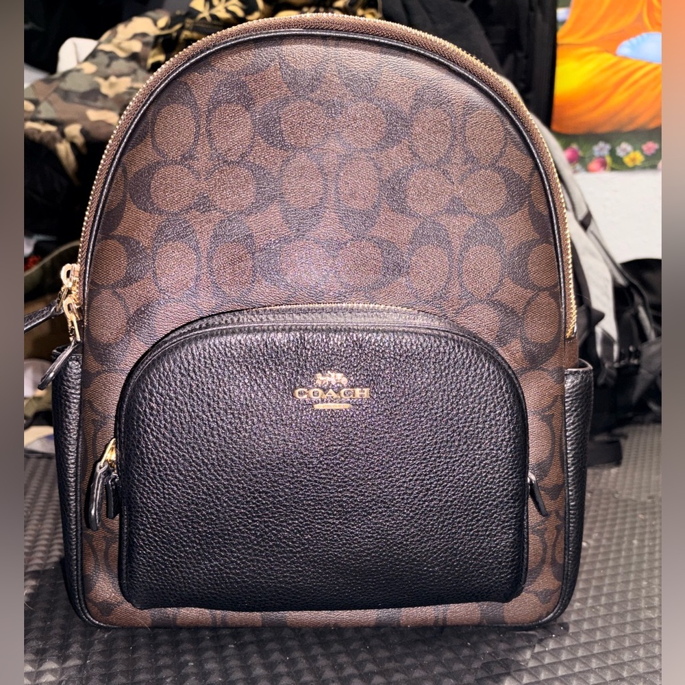 Coach Signature Brown and Black Backpack
